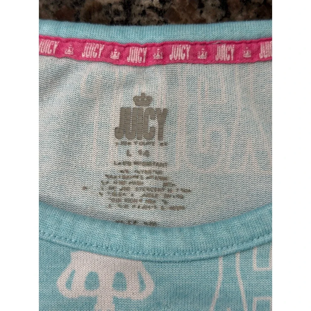 Juicy Couture Girls Pajama Set Size L 14 Blue Logo Top Tie Dye Shorts 2pc‎ PJ